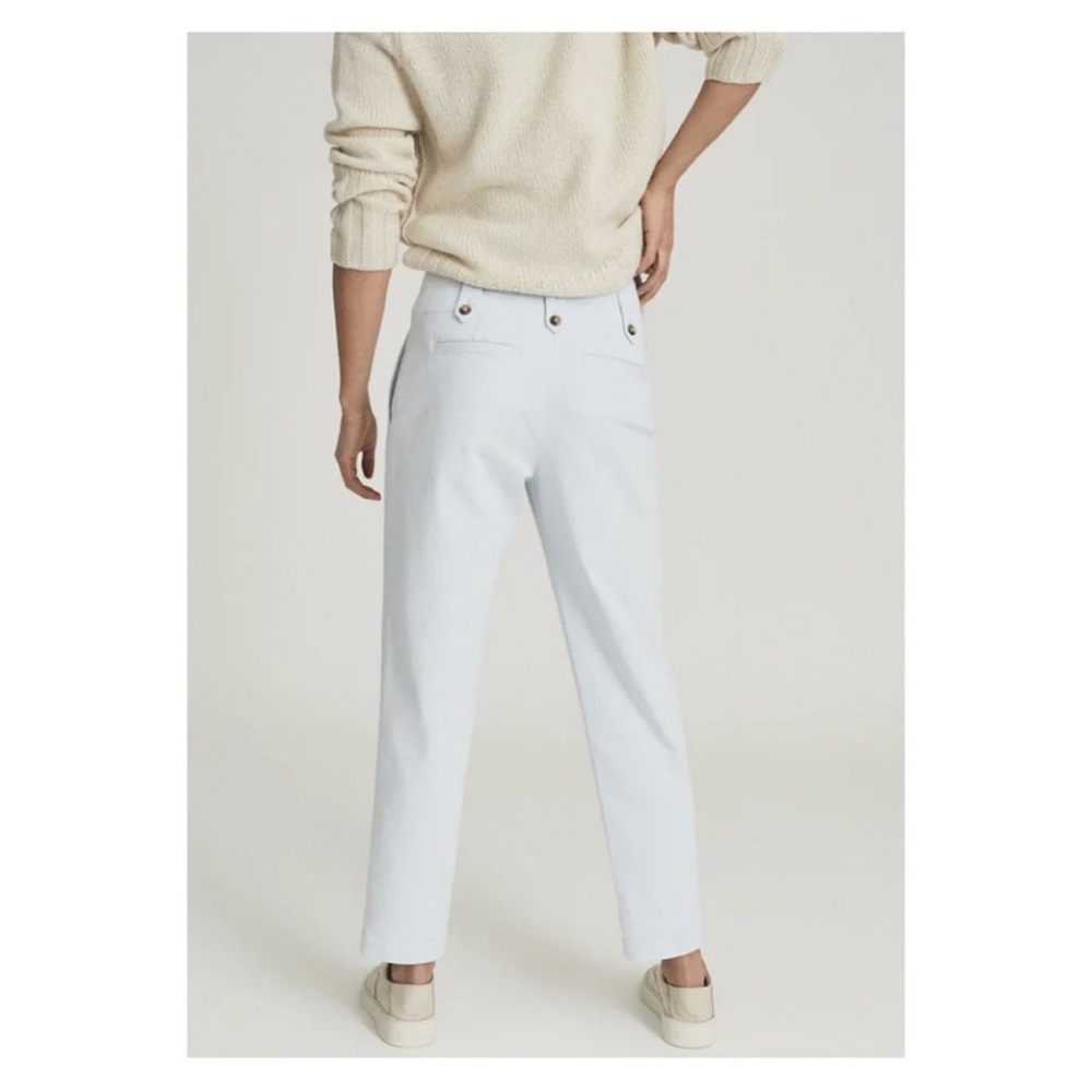 New! REISS Bradie Cotton Tapered Cargo Pants Jeans in Pale Blue - Picture 5 of 9